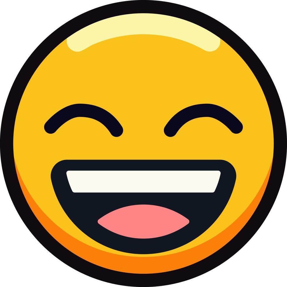 Laughing emoji with a wide open smile and closed eyes. vector