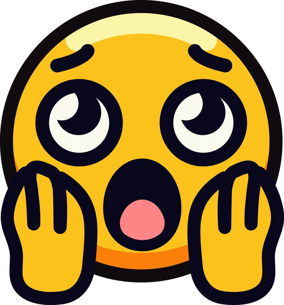 A cartoon emoji face expressing shock and surprise with wide eyes. vector