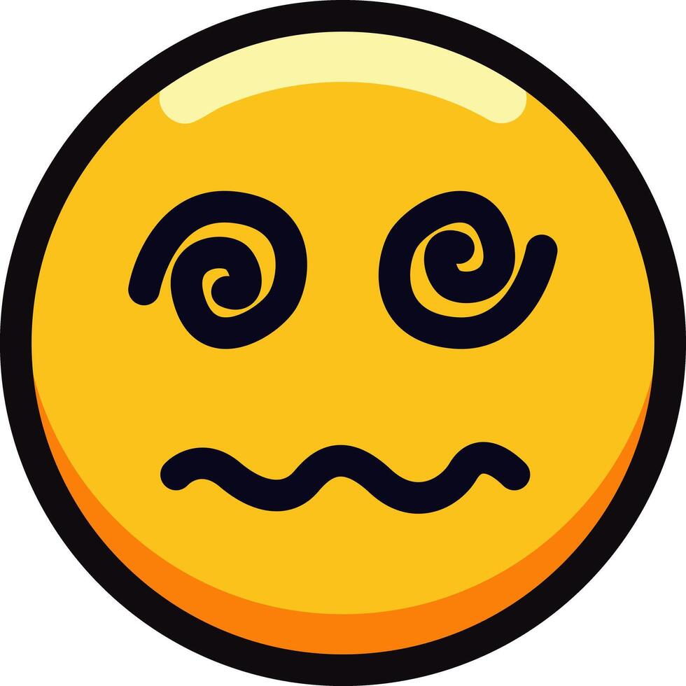 Dizzy emoji with swirling eyes and wavy mouth expression. vector