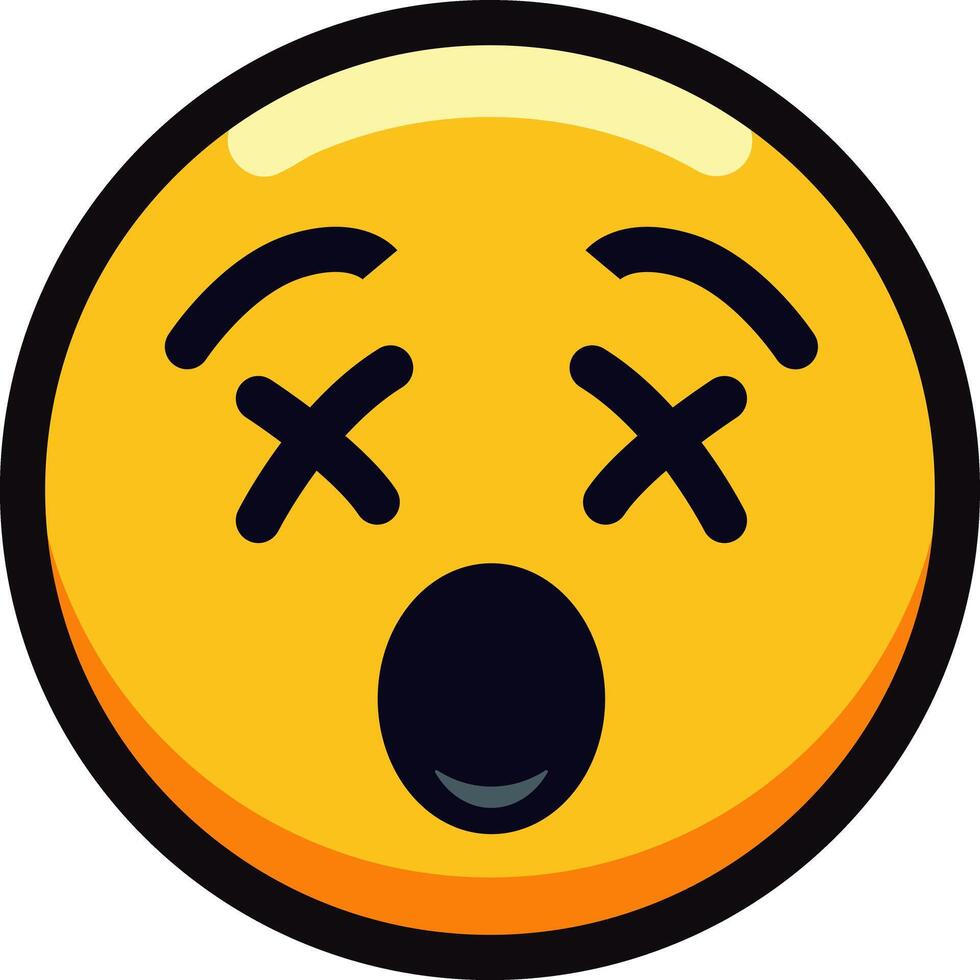 A sleepy emoji with closed eyes and yawning mouth. vector