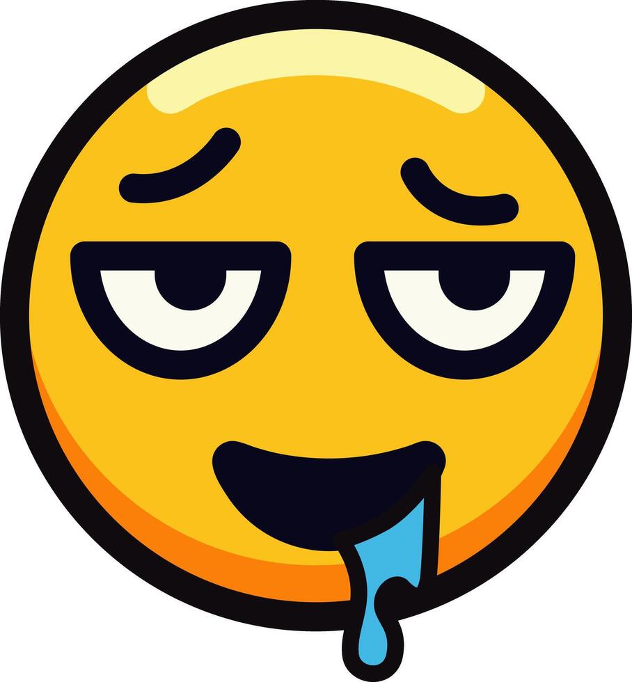 Drooling face emoji with a relaxed and sleepy expression. vector