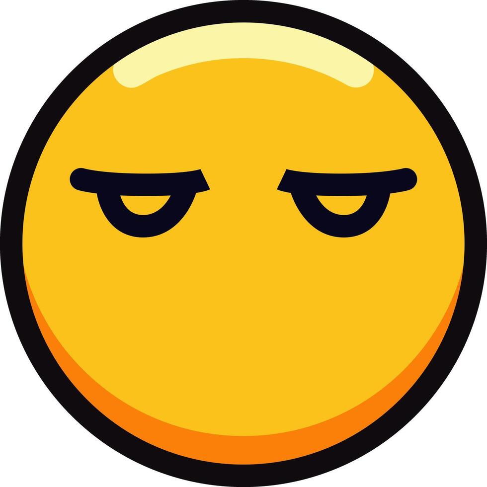 Yellow emoji with a skeptical and suspicious expression. vector