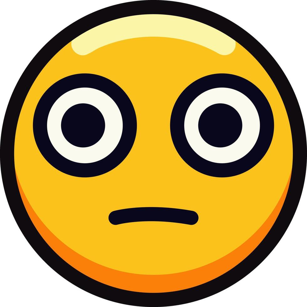 Yellow emoji with large eyes and a surprised expression. vector