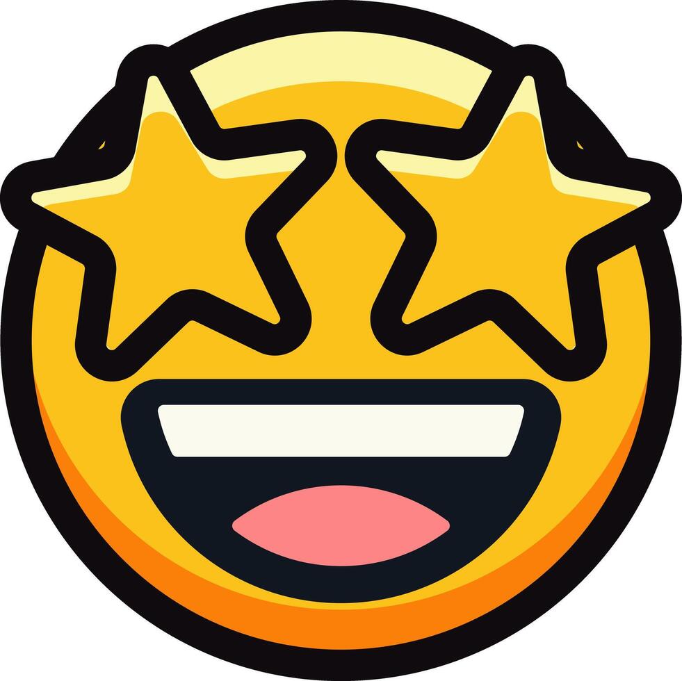 Star-eyed emoji with a wide smile expressing excitement and happiness. vector