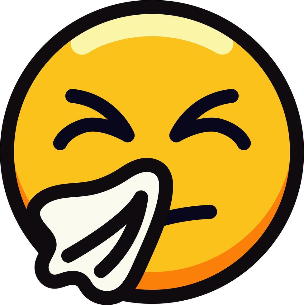 Sneezing emoji with tissue depicting illness or allergy. vector