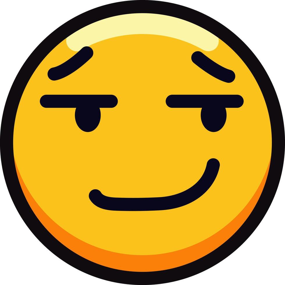 Smirking emoji with a mischievous expression and yellow face. vector