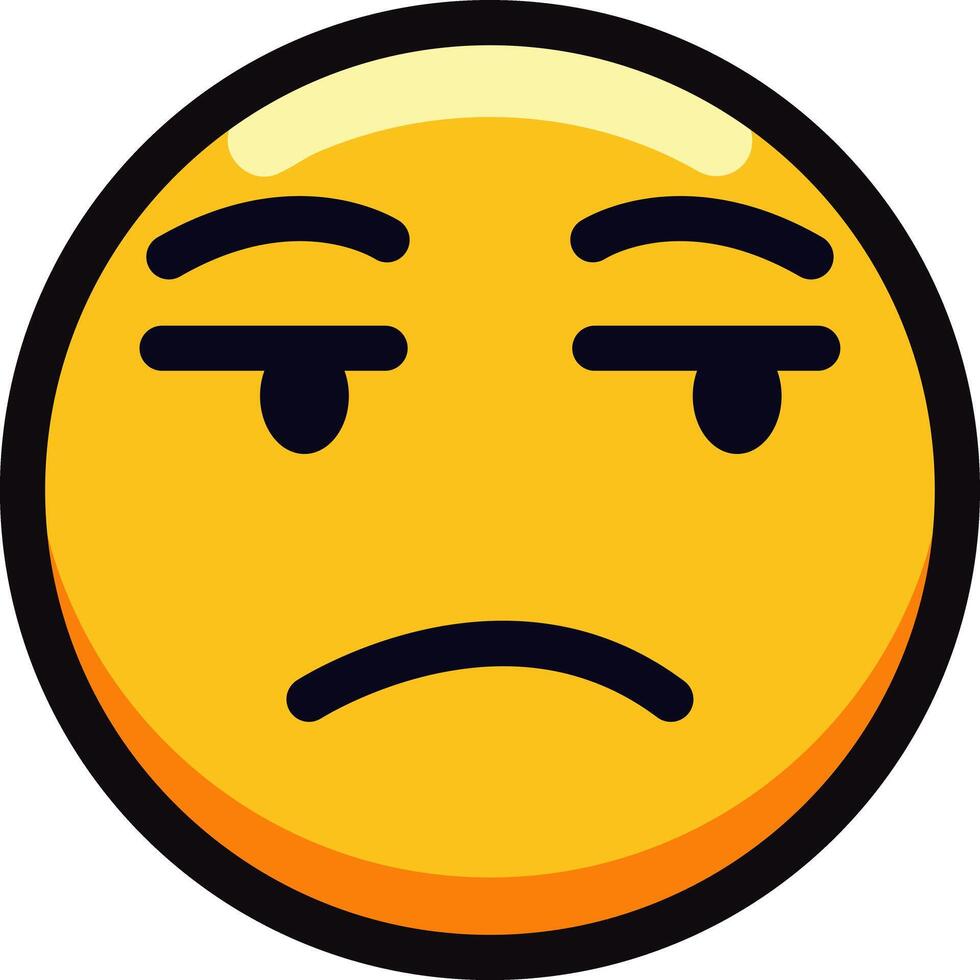 Yellow emoji with skeptical expression and raised eyebrows. vector