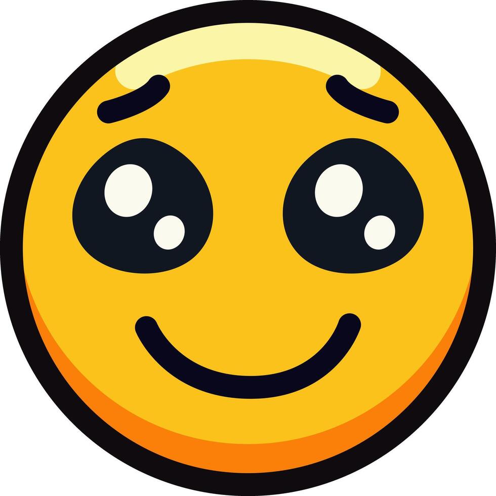 Cute smiley face emoji with big eyes and a happy expression. vector
