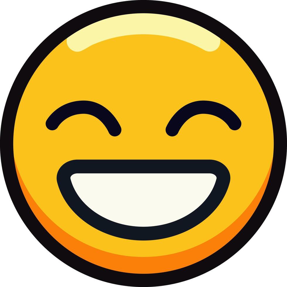 Laughing emoji with big smile and closed eyes expressing joy. vector
