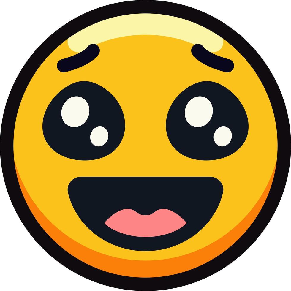A cute emoji with wide eyes and a happy expression. vector