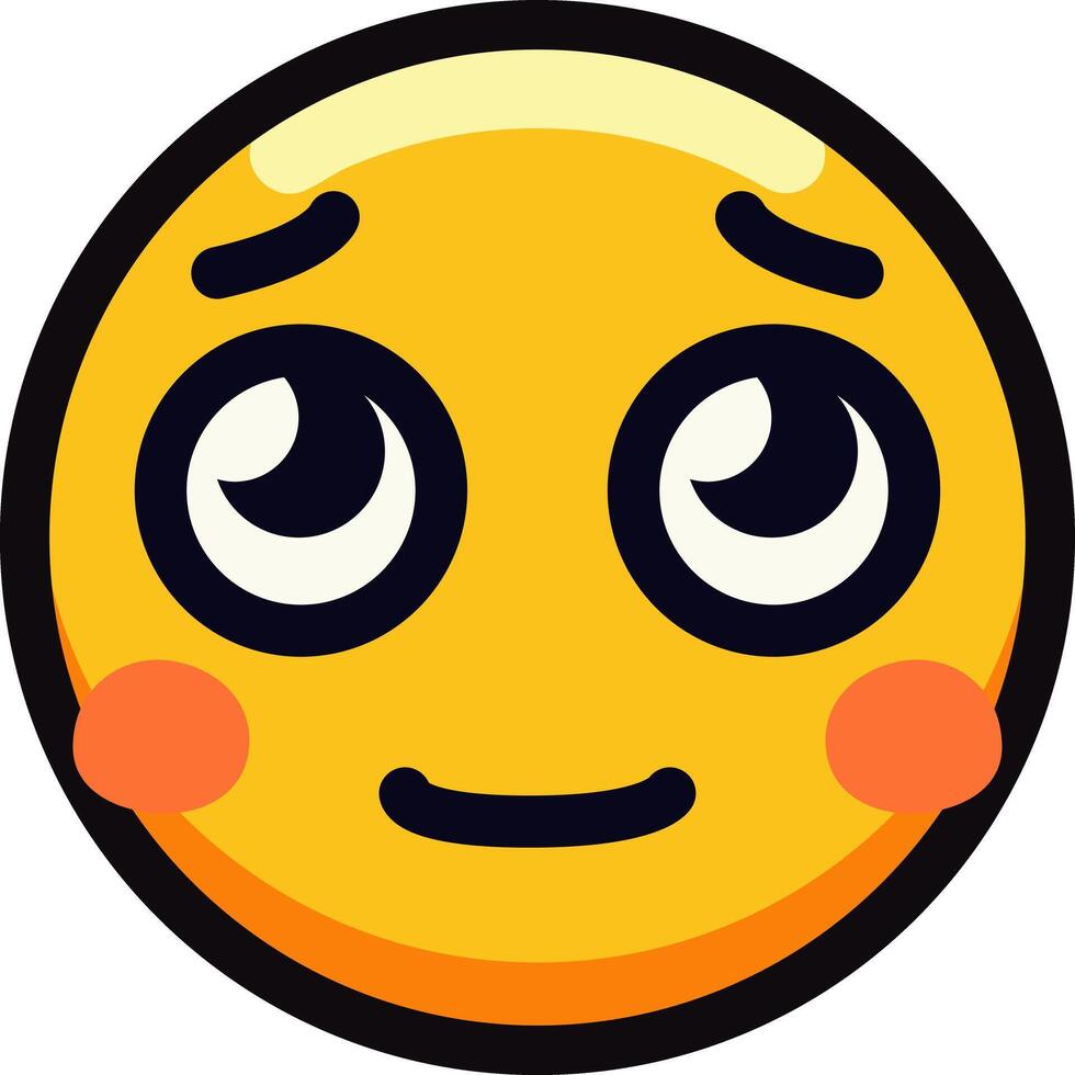 Cute blushing emoji with a shy expression and big eyes. vector