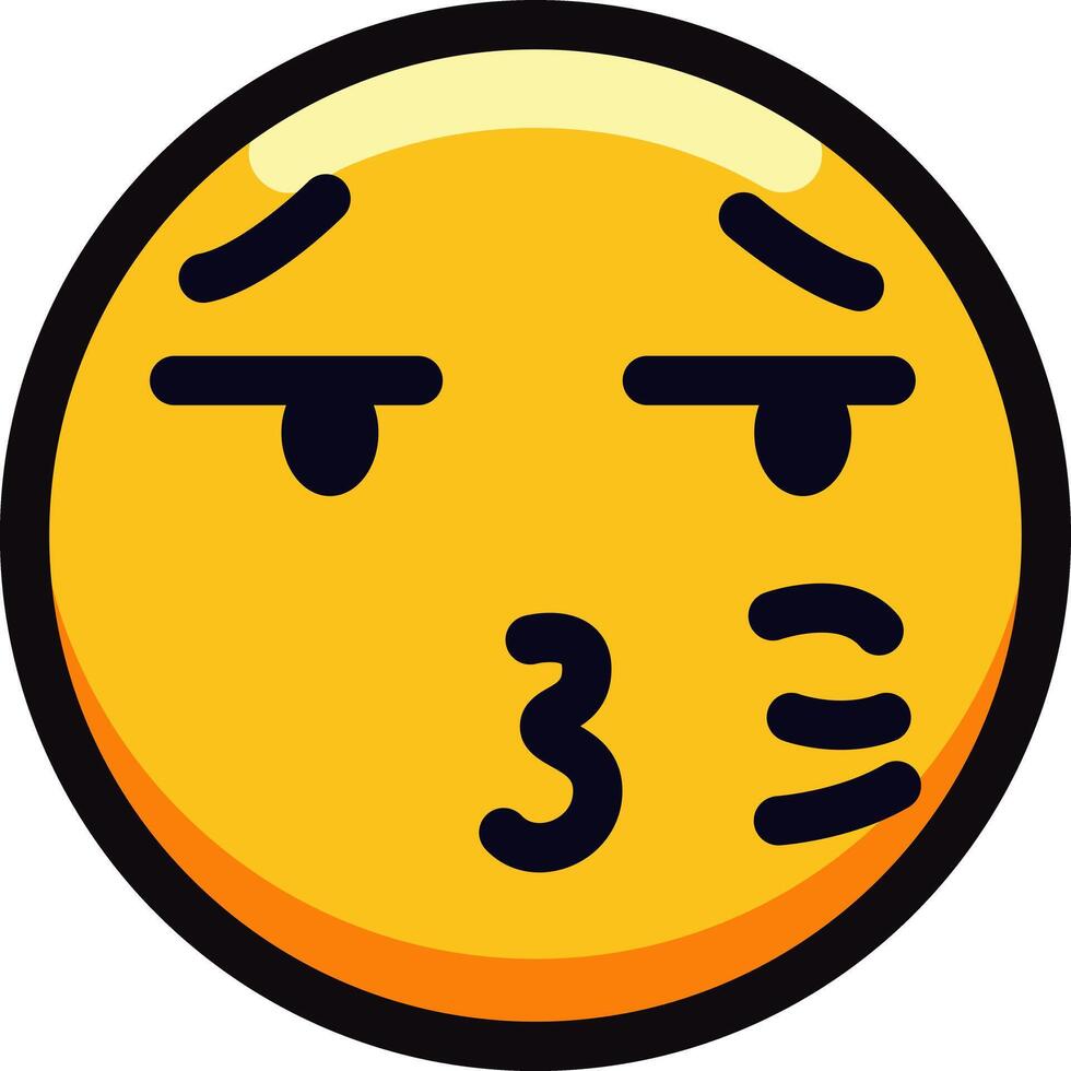 Suspicious emoji with raised eyebrows and pursed lips expression. vector