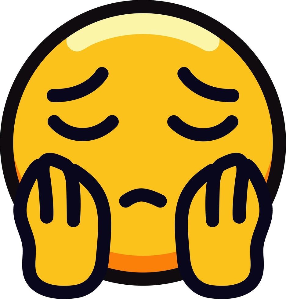 Sad emoji with hands on face expressing disappointment. vector