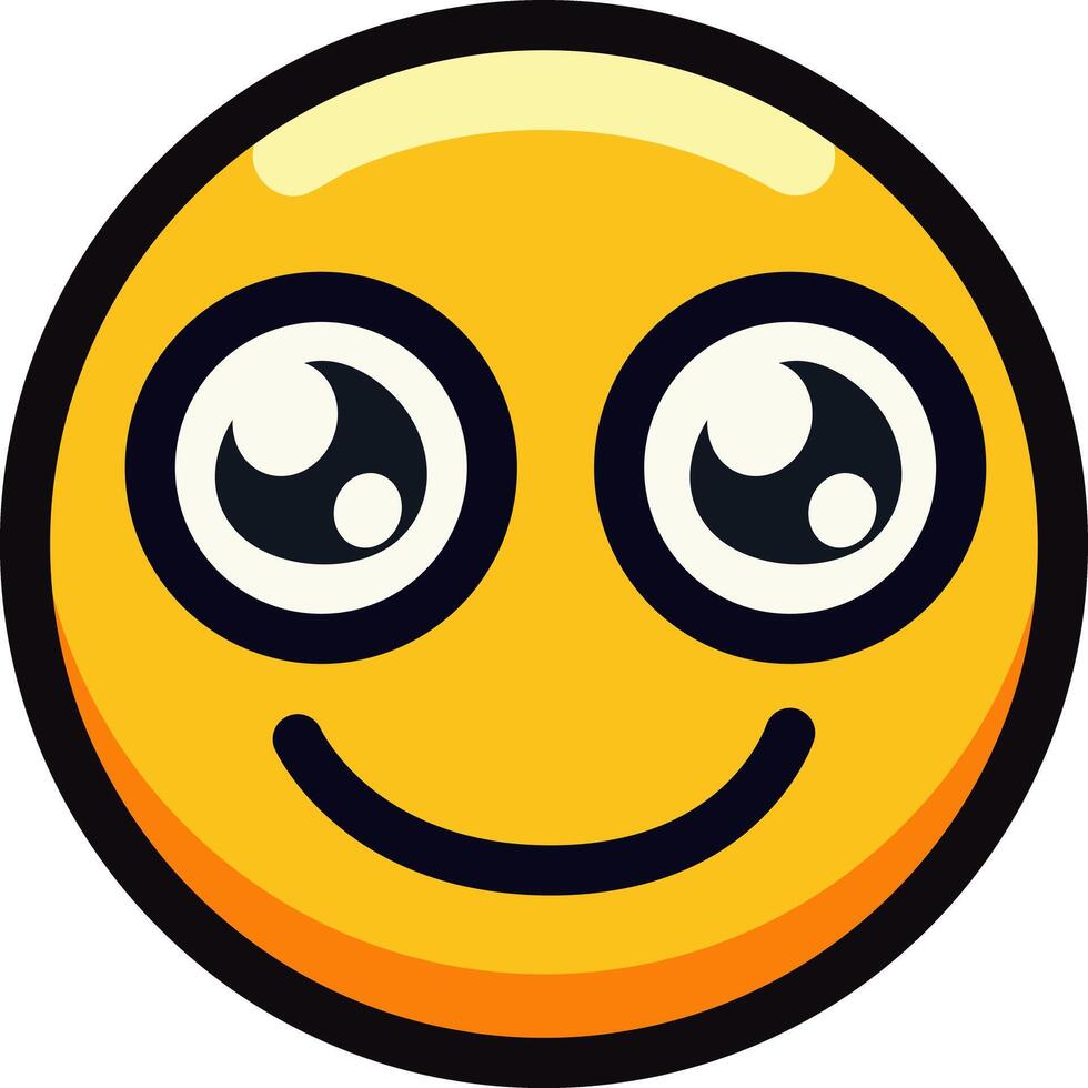 Cute smiling emoji with big eyes and a cheerful expression. vector