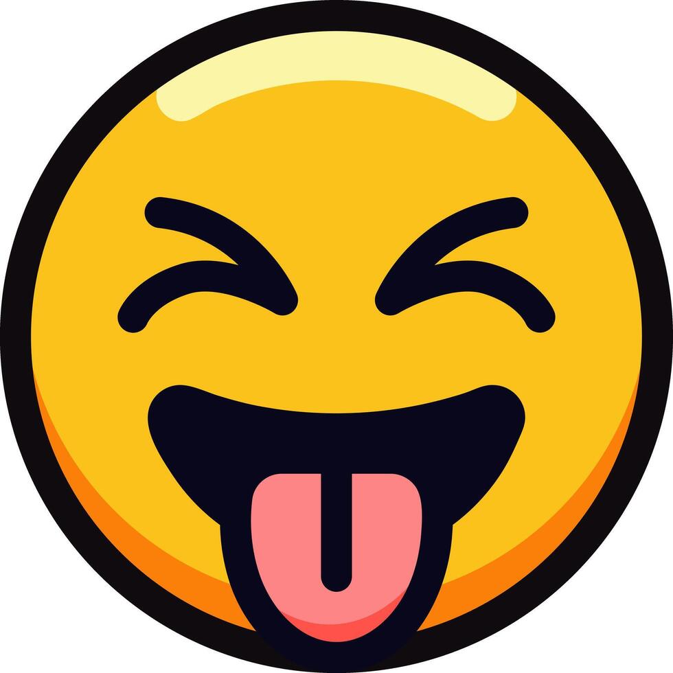 Playful emoji sticking out tongue with a wide, laughing expression. vector