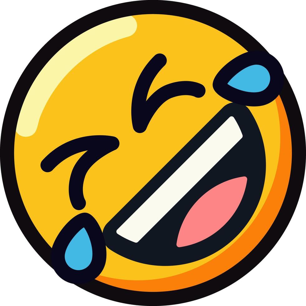 Laughing emoji with tears of joy and wide open mouth. vector