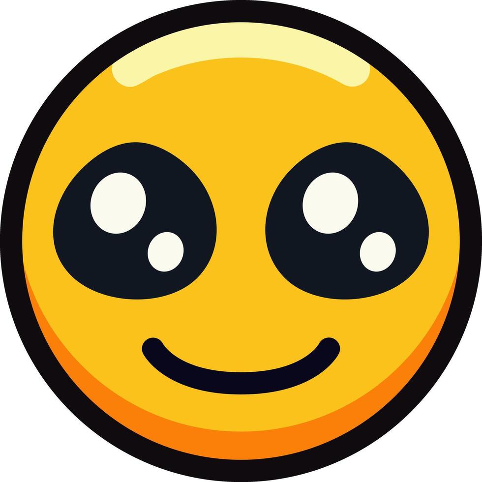 Cute emoji with large eyes and a happy expression. vector
