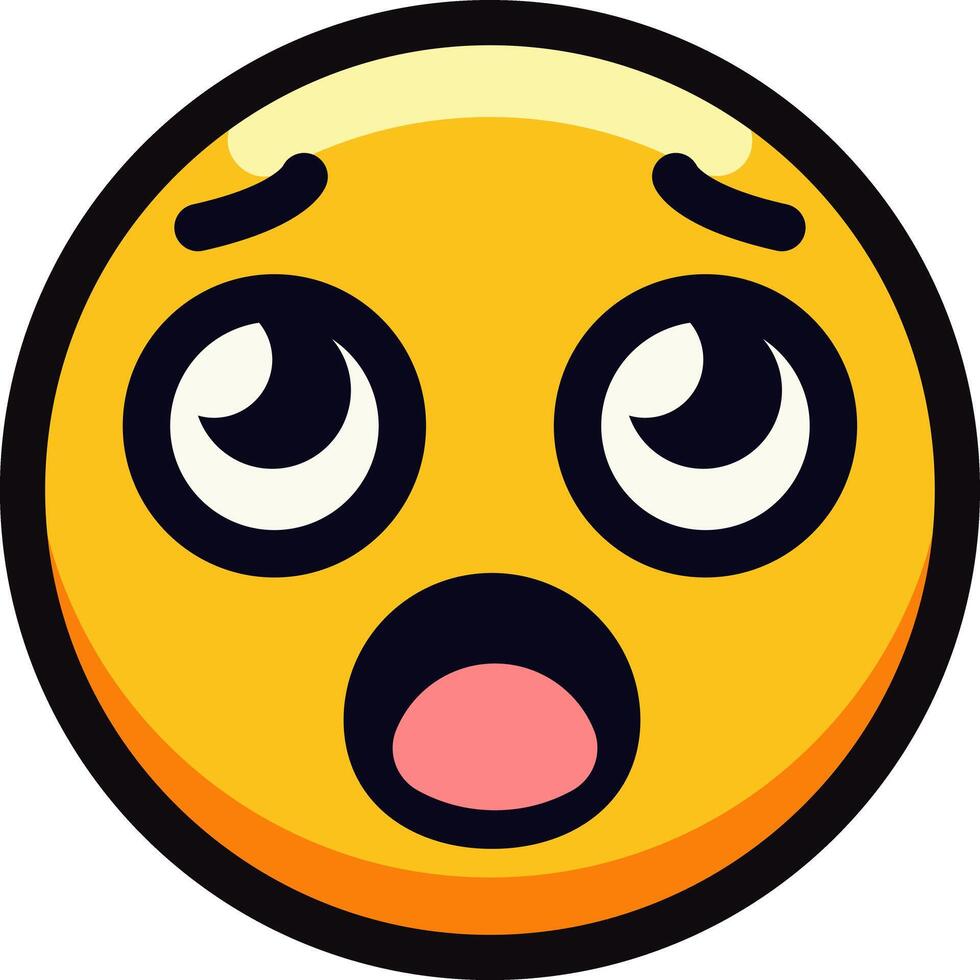 Surprised emoji with wide eyes and open mouth expression. vector