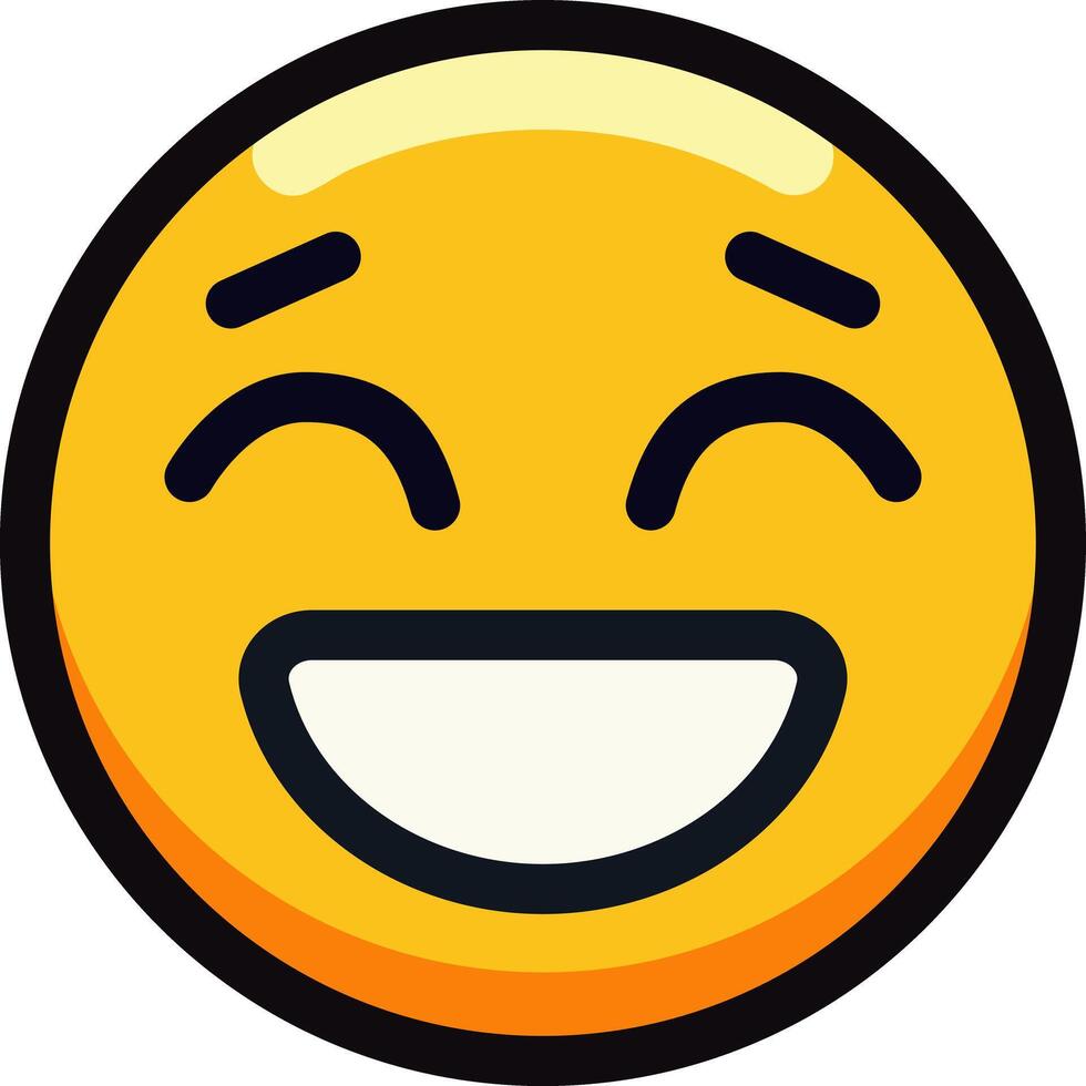 Smiling emoji with eyes closed and wide grin. vector