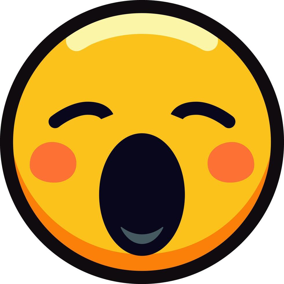 Yawning emoji expressing tiredness or boredom with closed eyes and open mouth. vector
