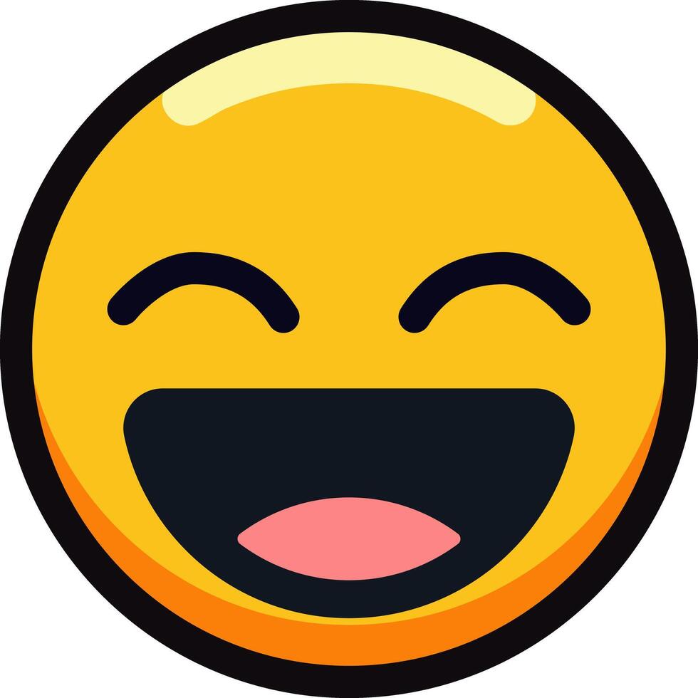 Laughing emoji with a wide smile and closed eyes. vector
