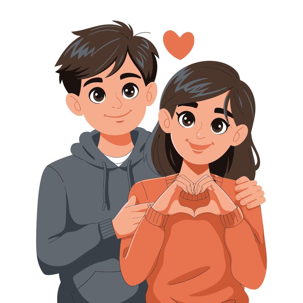 Cartoon Couple Showing Affectionate Gesture vector