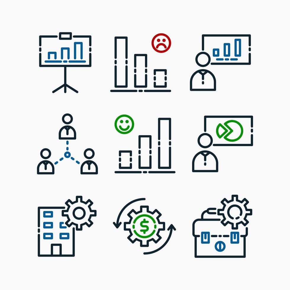 Design Illustration graphic of business set icon with line style. Suitable for UI, mobile design, web design, etc. vector