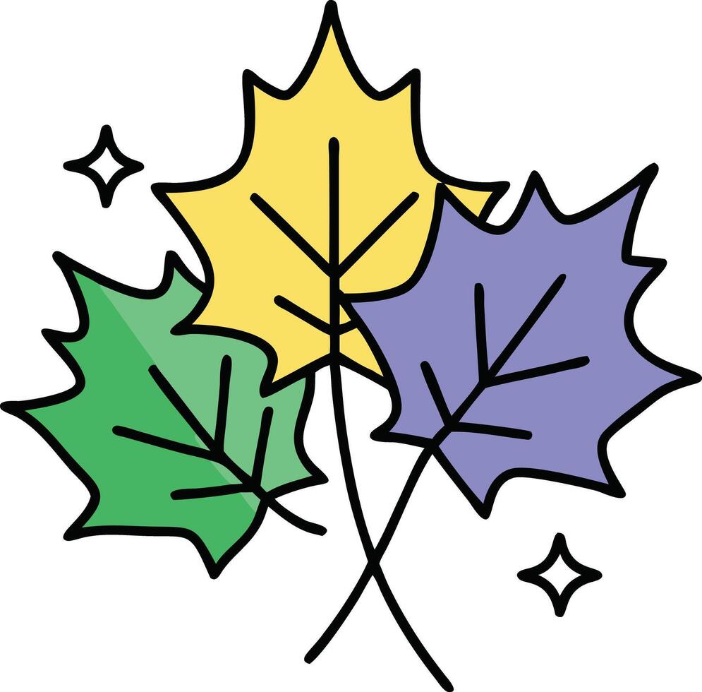 Three Colorful Autumn Maple Leaves Nature Design Illustration vector