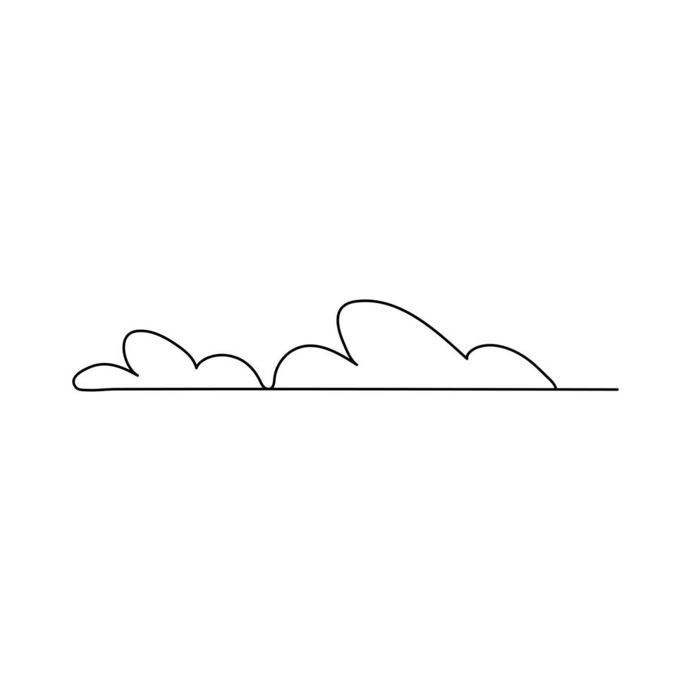 Simple cloud icon Single line drawing Minimalist weather Black and white vector