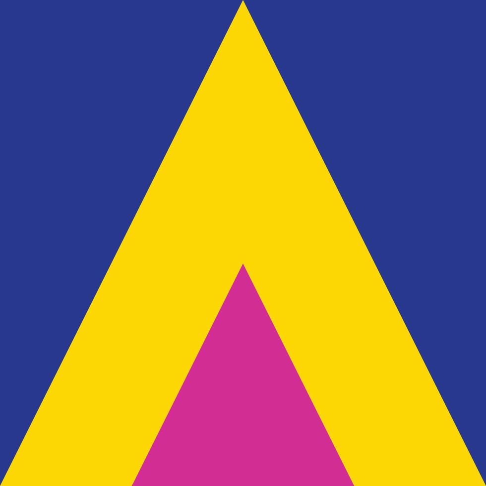 A yellow and pink triangle with a blue background vector