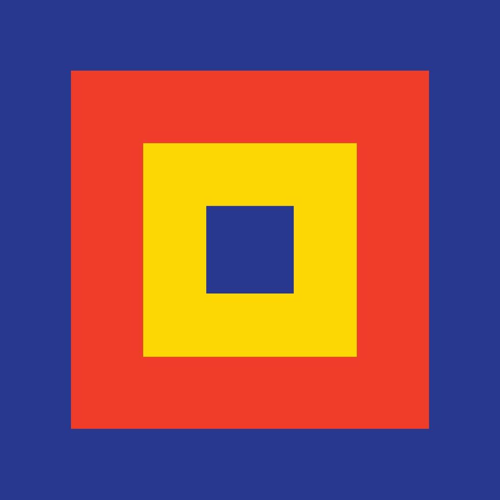 A red and yellow square with a blue square in the middle vector