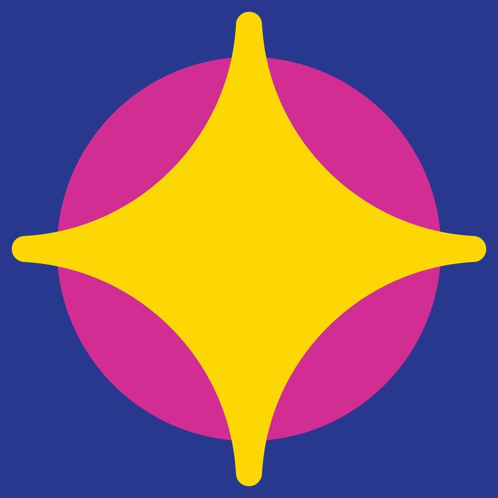 A yellow star with a pink and blue background vector