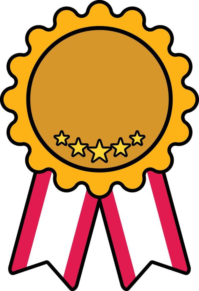 A gold medal with stars on it vector