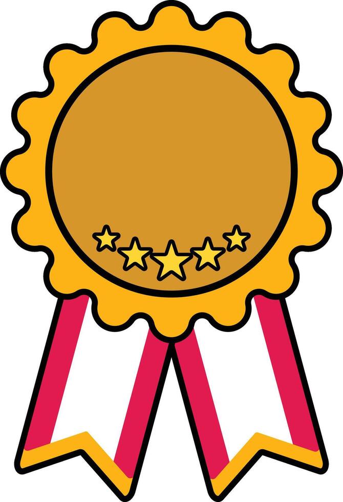 A gold medal with stars on it vector