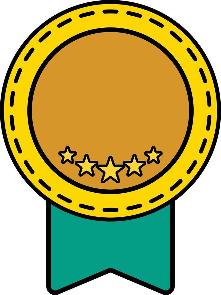 A gold medal with five stars on it vector