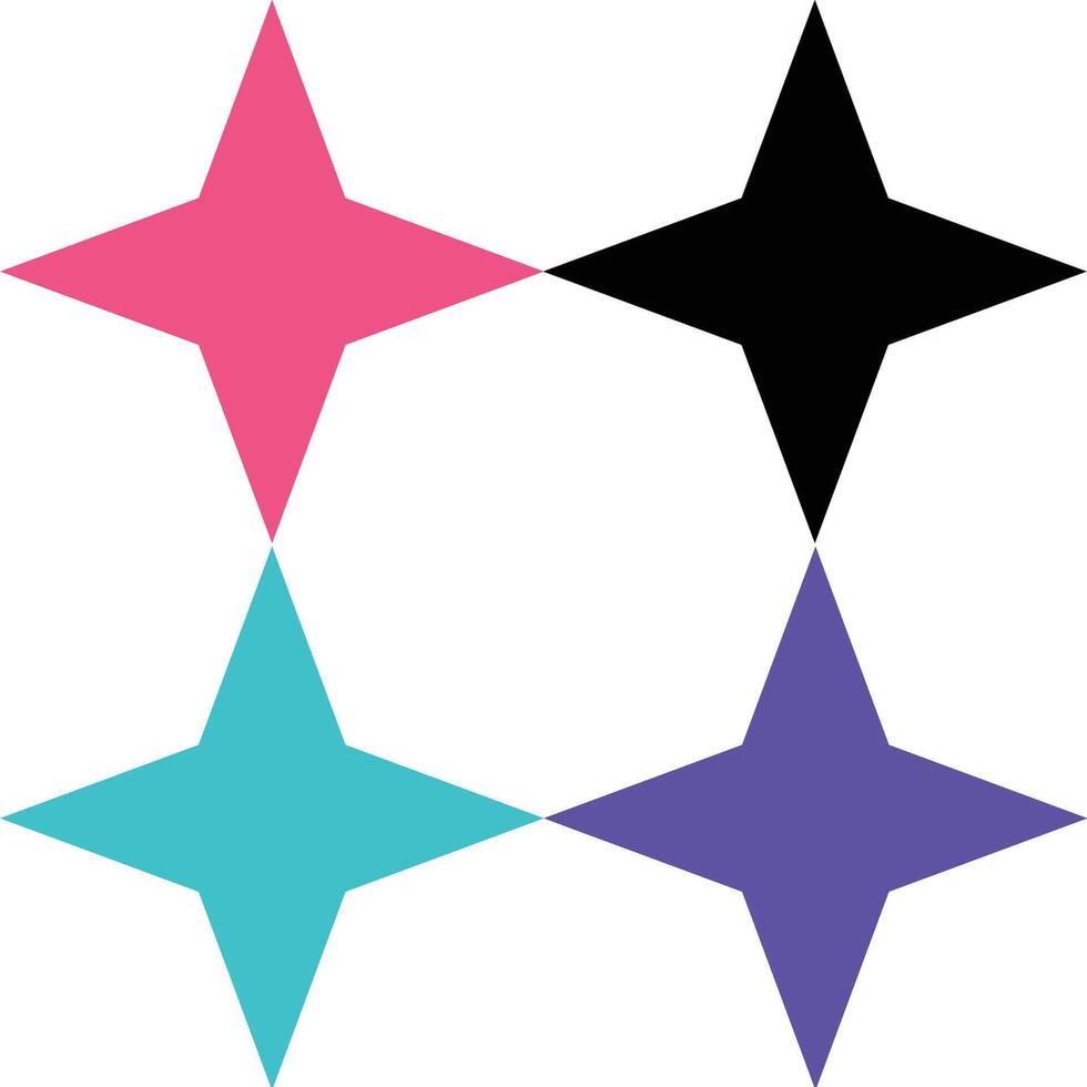 Four stars in different colors on a white background vector