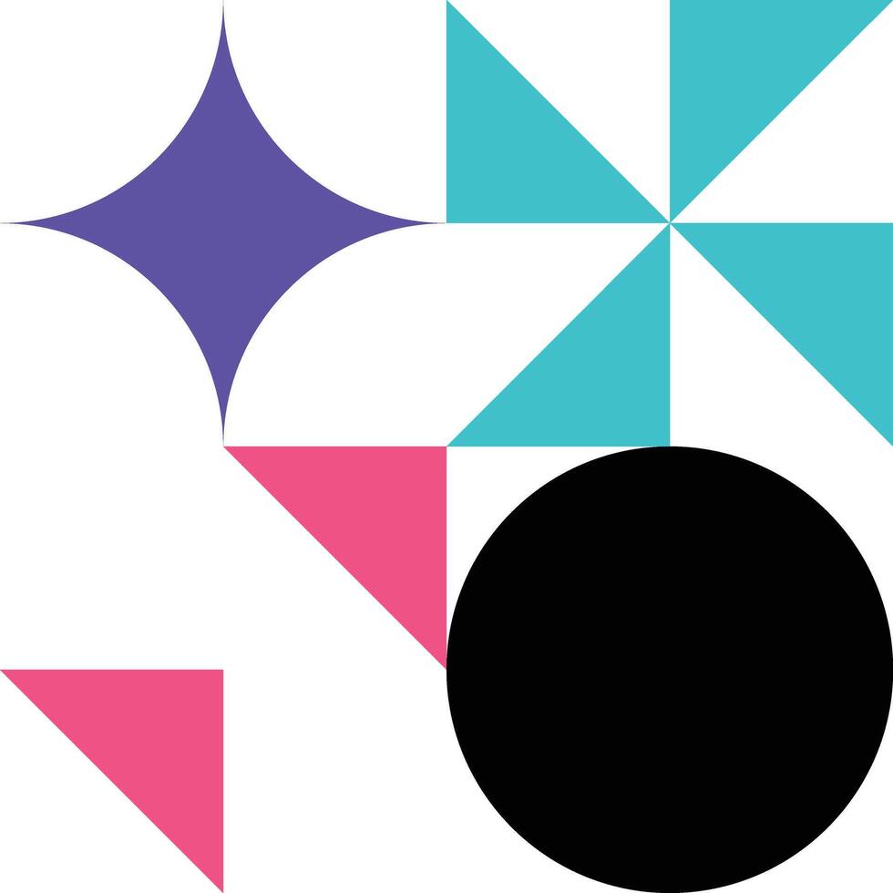 A black and white logo with a pink and blue star vector