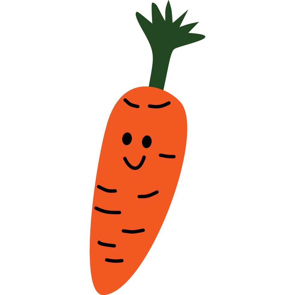 A cartoon carrot with a smiley face vector