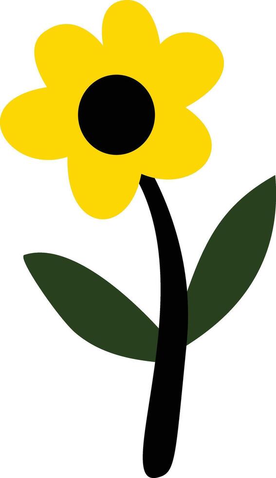 A yellow flower with black leaves on a white background vector
