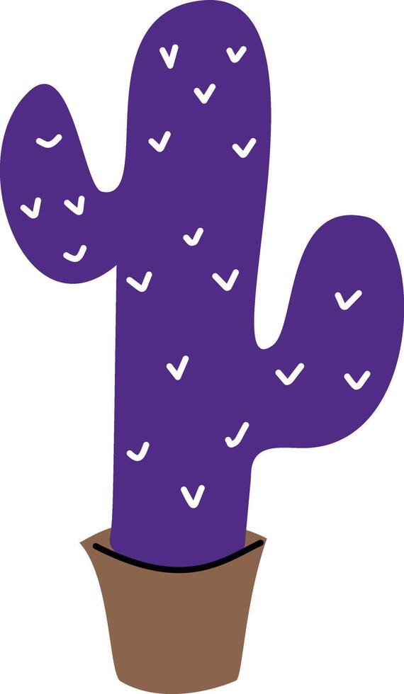 A purple cactus in a pot on a white background vector