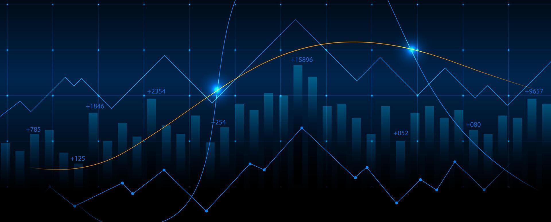 an illustration of a graph chart with a line going up vector