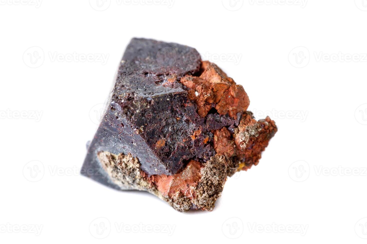 Macro cuprite mineral on white background close up photo