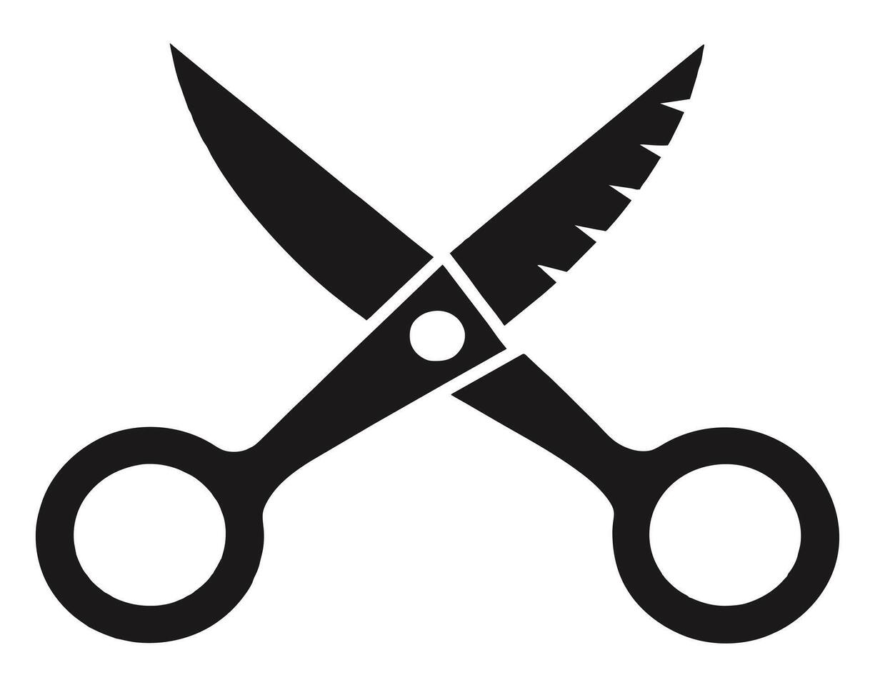Simple black and white scissors icon. vector