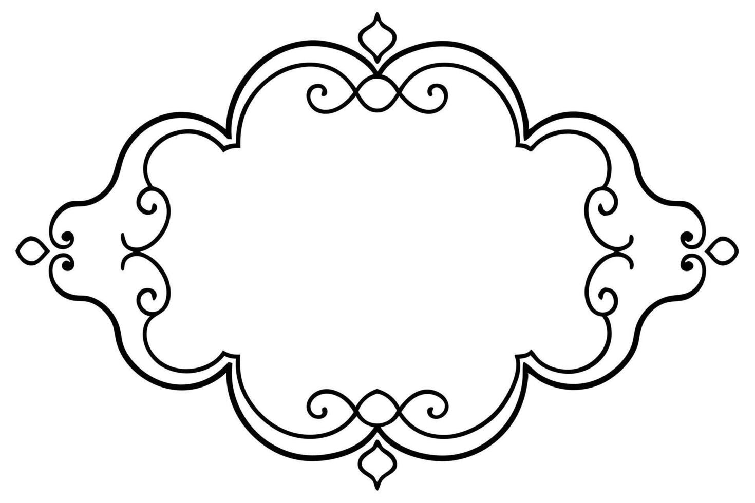 A Black Line Art Label Frame Design vector