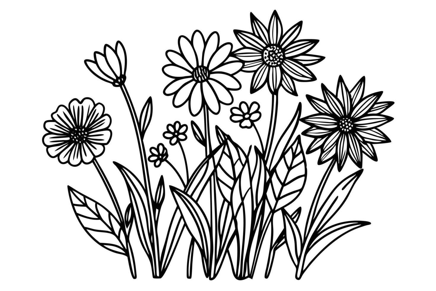 A floral design of a garden scene. vector