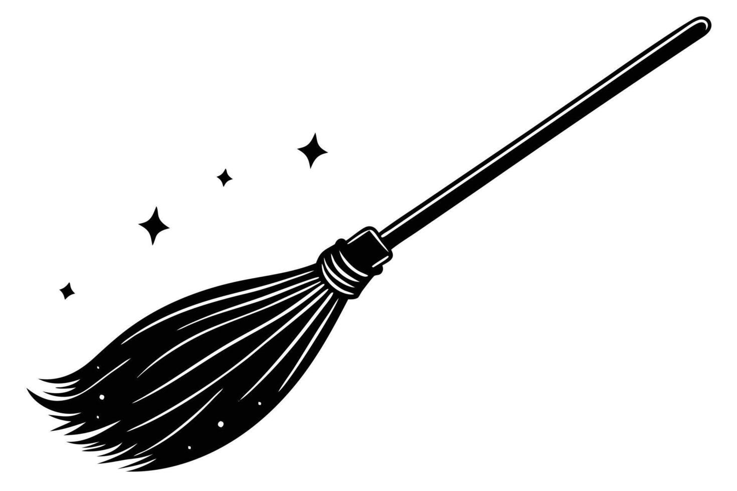 A Black and White Witch's Broomstick vector