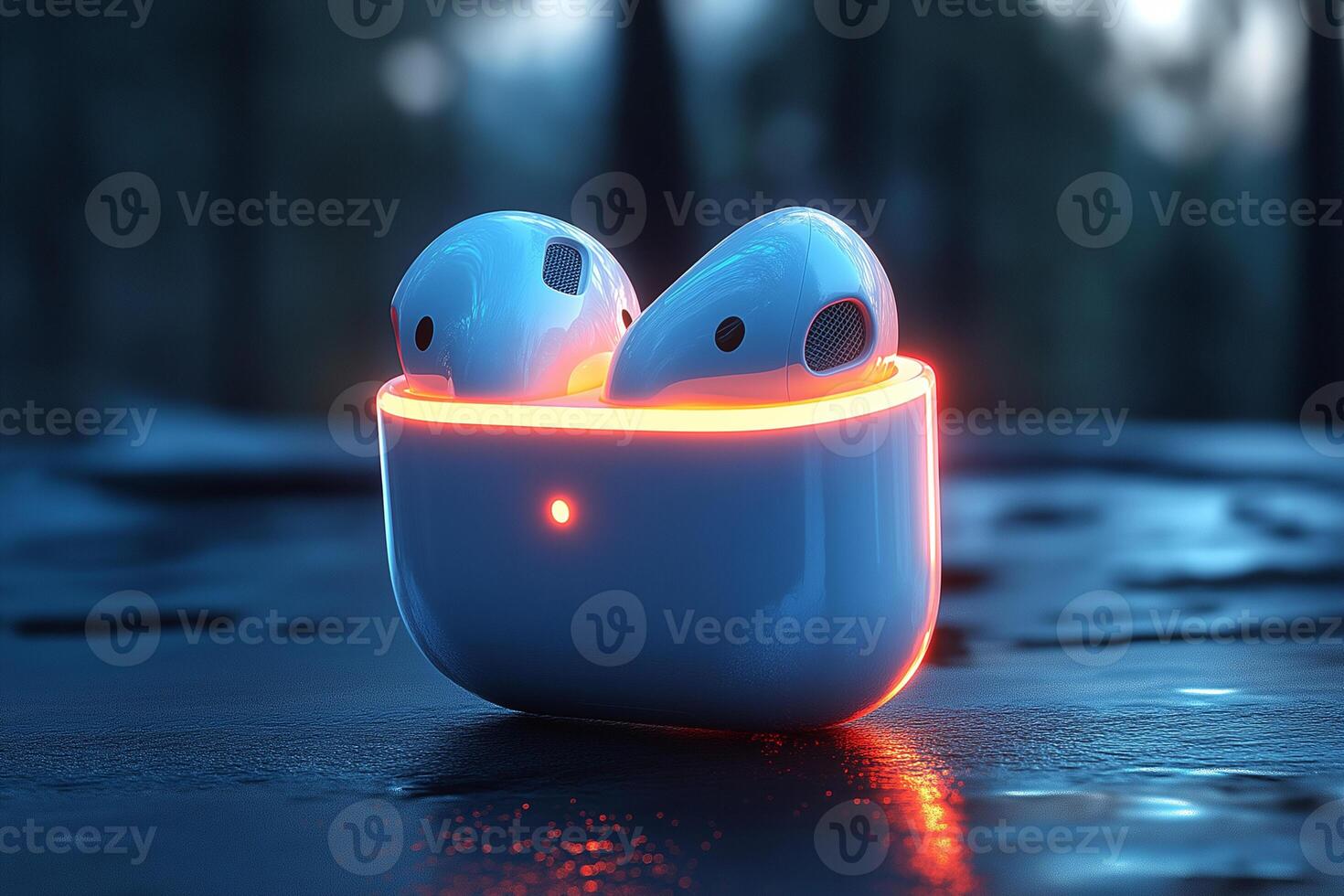 Glowing EarPods in a Dynamic Setting photo