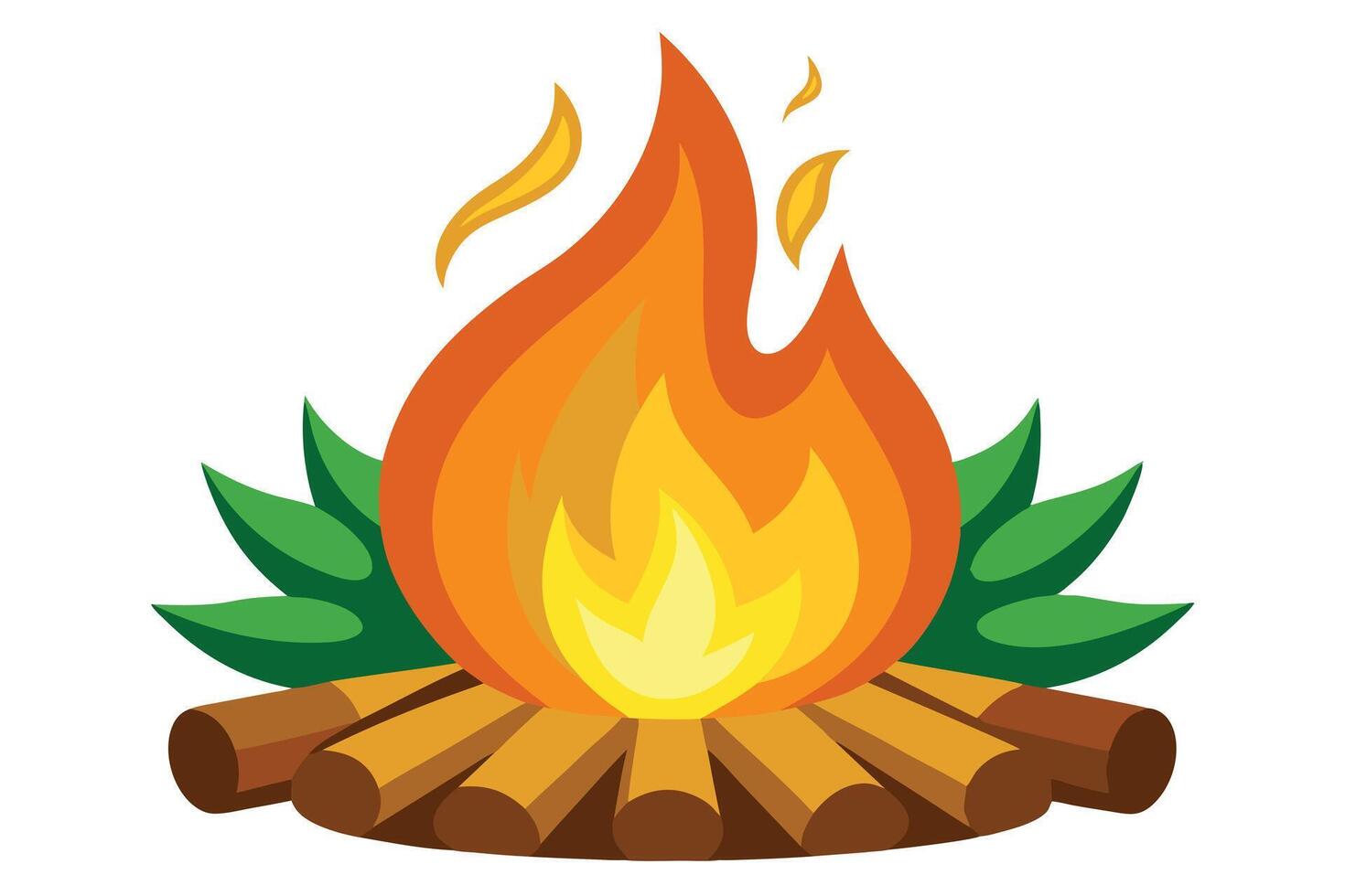 A campfire illustration with vibrant flames. vector