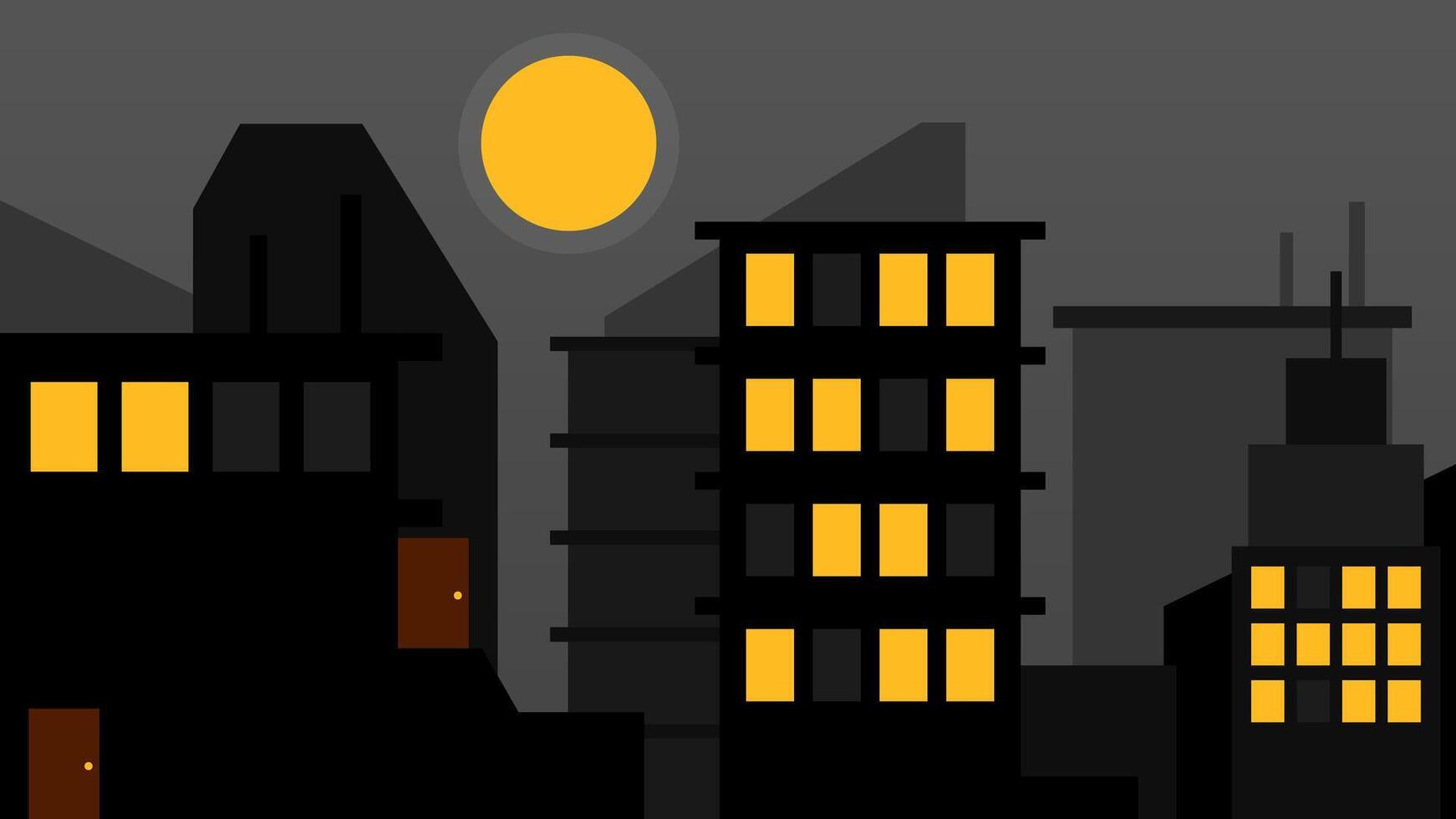 A city at night with buildings and lights vector