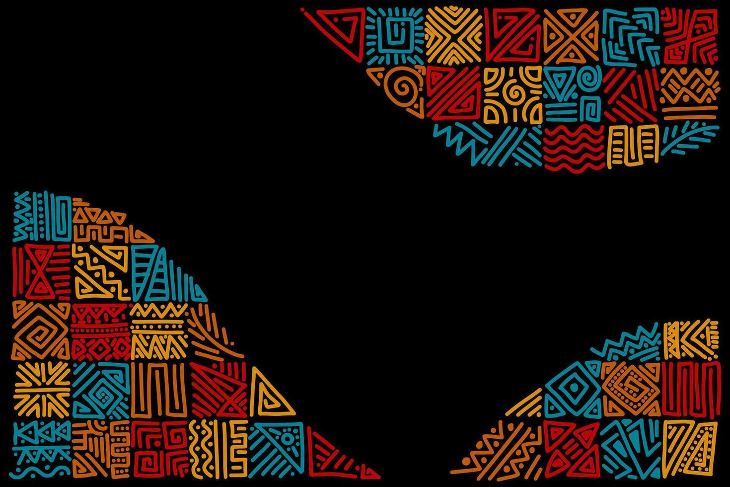 African ethnic tribal hand drawn ornament pattern background. vector